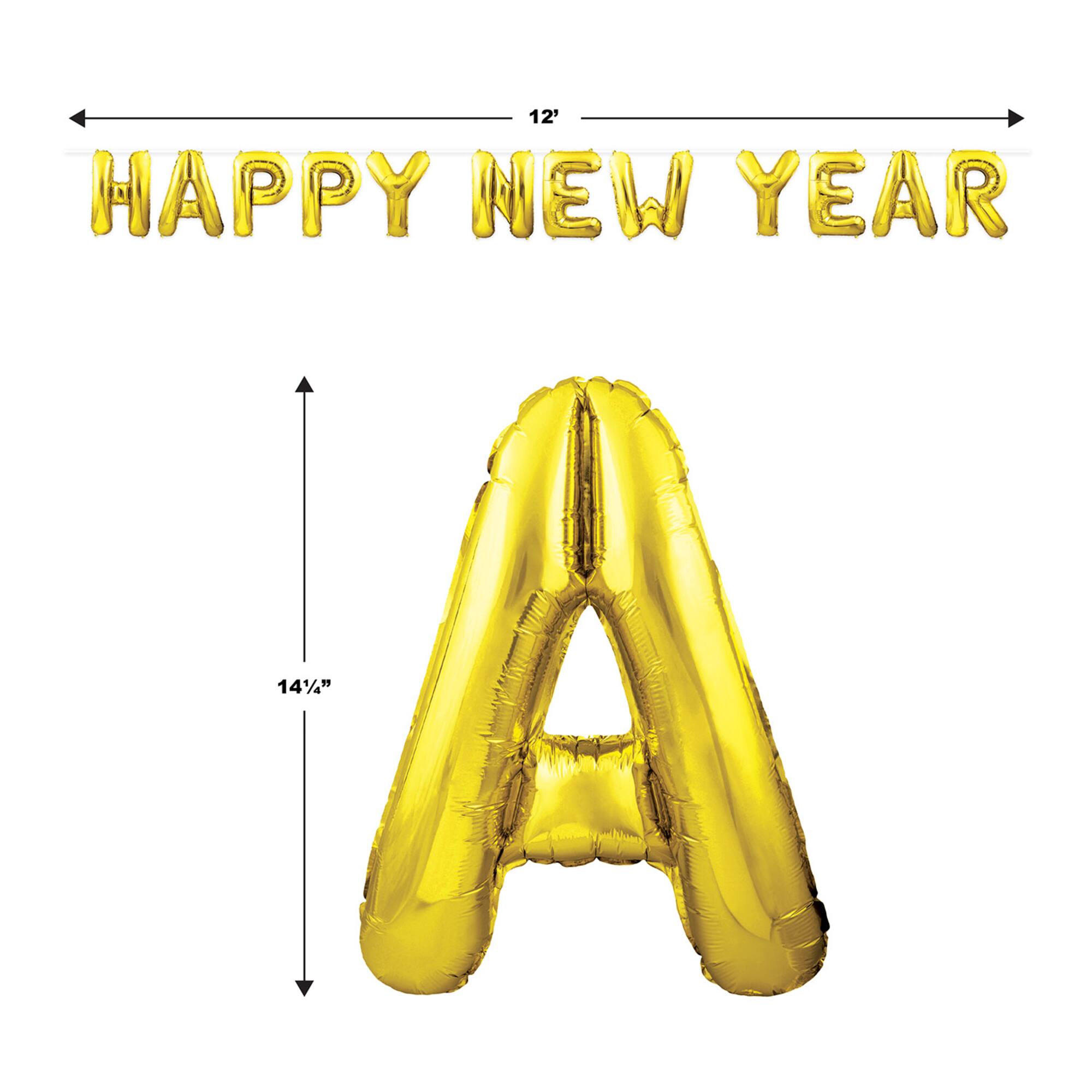 Beistle 12ft. Gold Happy New Year Balloon Streamers, 2ct.
